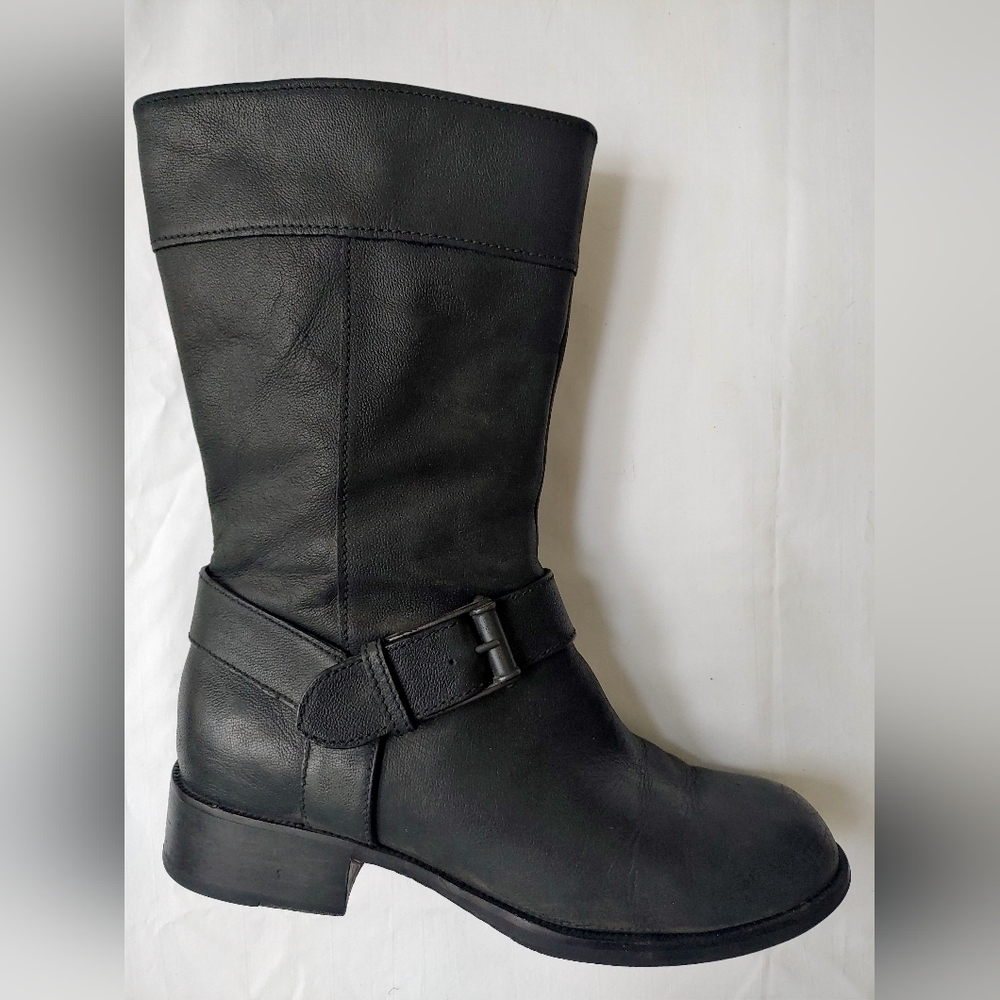 Born Buckle Moto Black Leather Boots